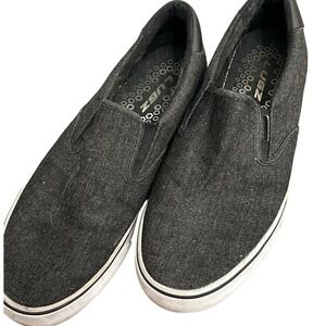 Lugz Slip On Sneakers Shoes Black Denim Textile Casual Sneakers Size 11